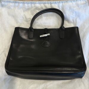 Longchamp Le Roseau Black Leather Handbag